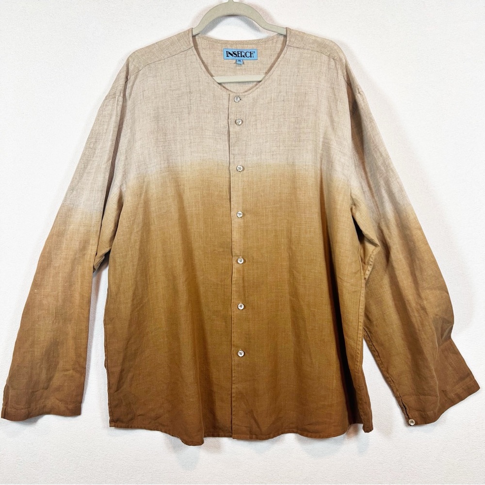 Inserch Premium Linen Yarn-Dye Ombre Long Sleeve Shirt Men's 3X‎ Button Down